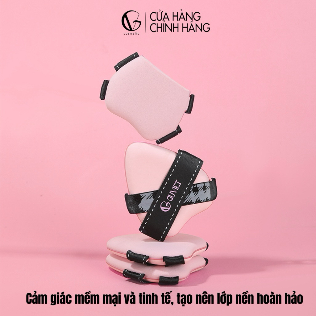 Bộ bông mút trang điểm GUVIET màu hồng đen gồm 2 mút tán nền và 1 bông phấn phủ | BigBuy360 - bigbuy360.vn