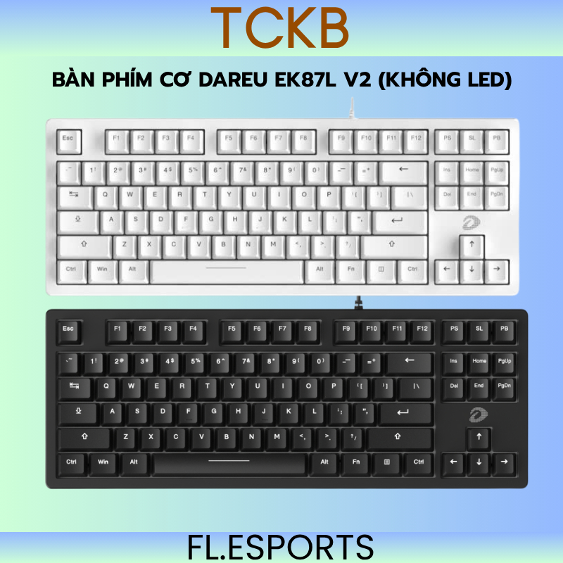 Bàn phím cơ DareU EK87L V2 không led - DareU Dream/ FireFly switch - Màu đen / trắng -  Hàng chính h