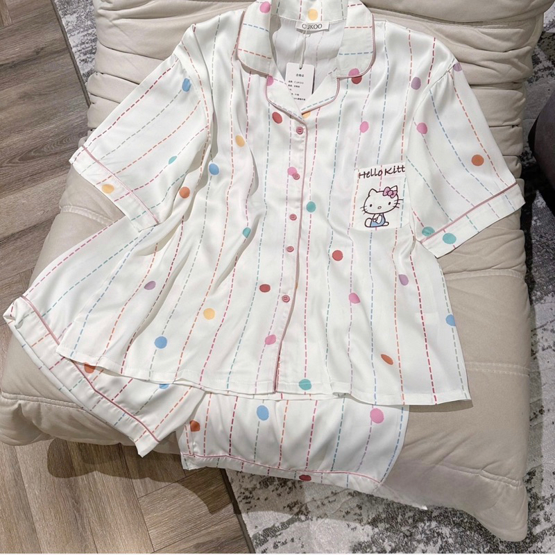 [Sẵn] Bộ pijama hello kitty chấm bi  chuẩn qccc