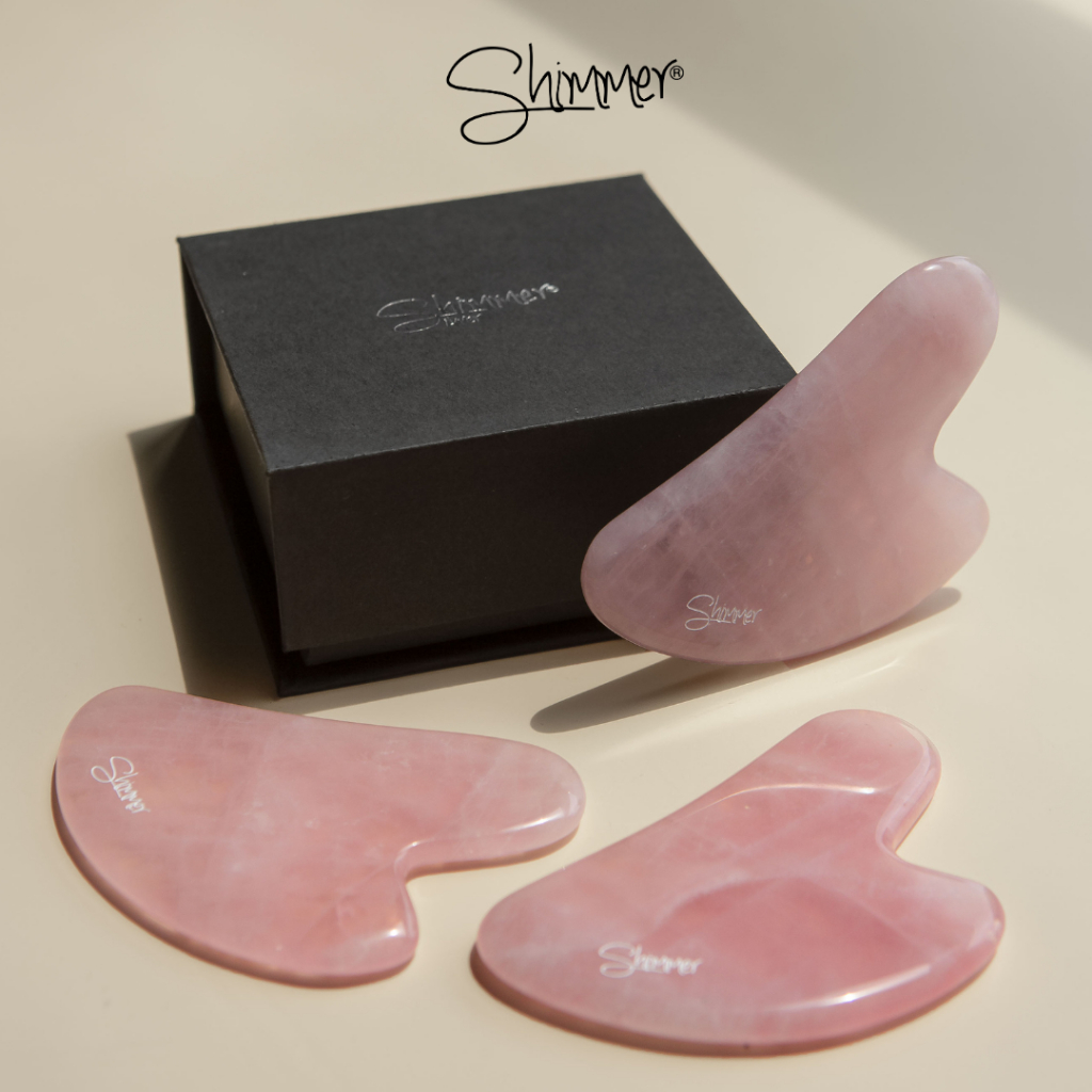 Đá Massage Guasha Thạch Anh Hồng Thiên Nhiên SHIMMER SILVER