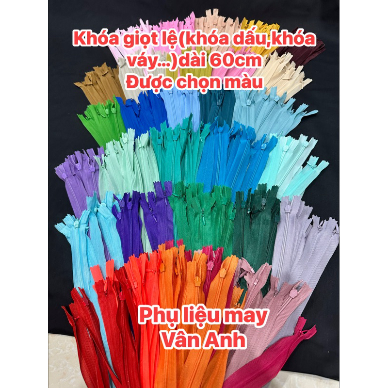 (Được chọn màu-bó 12chiếc )Khoá dấu (lệ, giọt nước ) dài 60cm hãng KCC