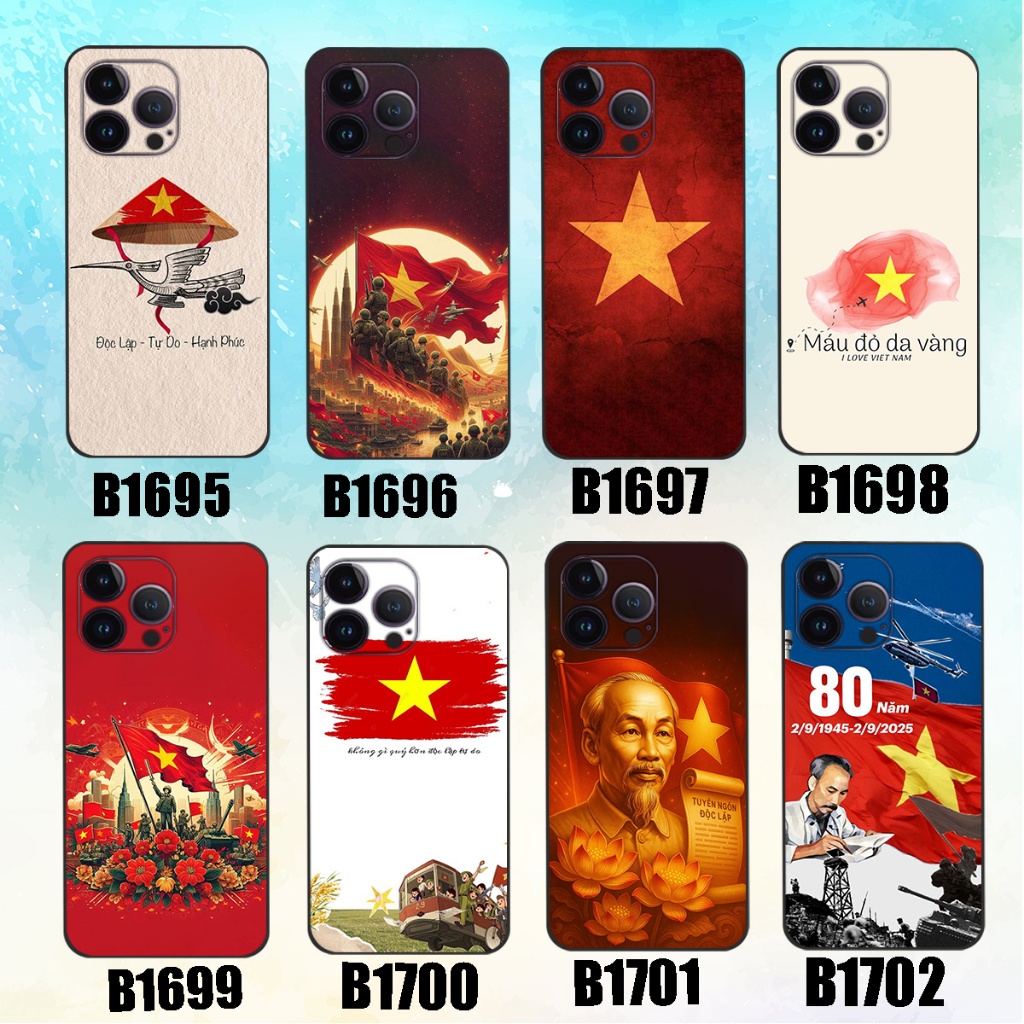 ốp lưng Iphone 14 / 14 pro / 14 pro max / 14 plus in hình Cờ đỏ sao vàng Bác Hồ kính yêu