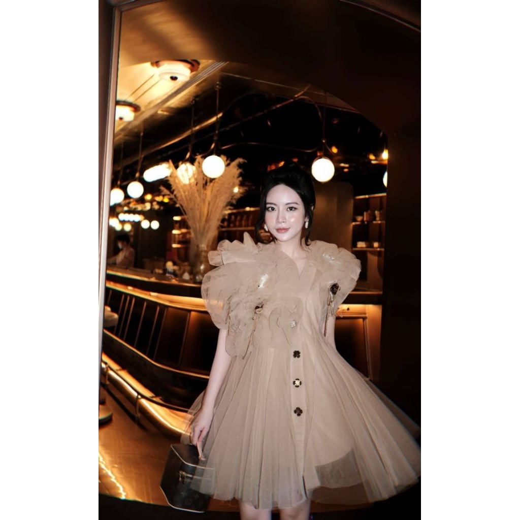 đầm dự tiệc cao cấp may thủ công cầu kì , đầm thiết kế nữ sang chảnh thanh lịch đầm cover she by hoa