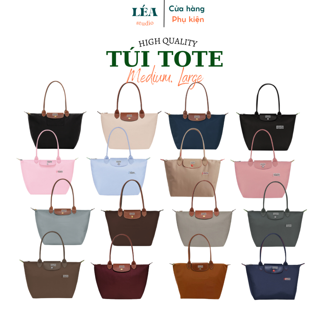 [CHẤT LƯỢNG CAO] Túi Tote LC có thêu logo GẤP GỌN M L cao cấp đi học/ làm - có bán lót túi