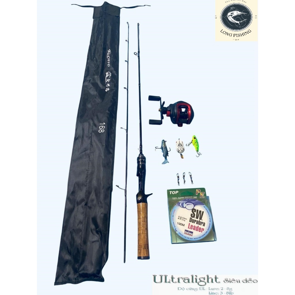 Bộ Cần Câu Ul Tay Gỗ Kèm Máy , Cần Ul ngọn Dẻo Dai Câu Cảm Giác Tặng Kèm Phụ Kiện