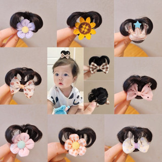 [Hàng sẵn -  lẻ 1 cái] Kẹp tóc cho bé bấm phím búi tóc giả kiểu cột chỏm cute