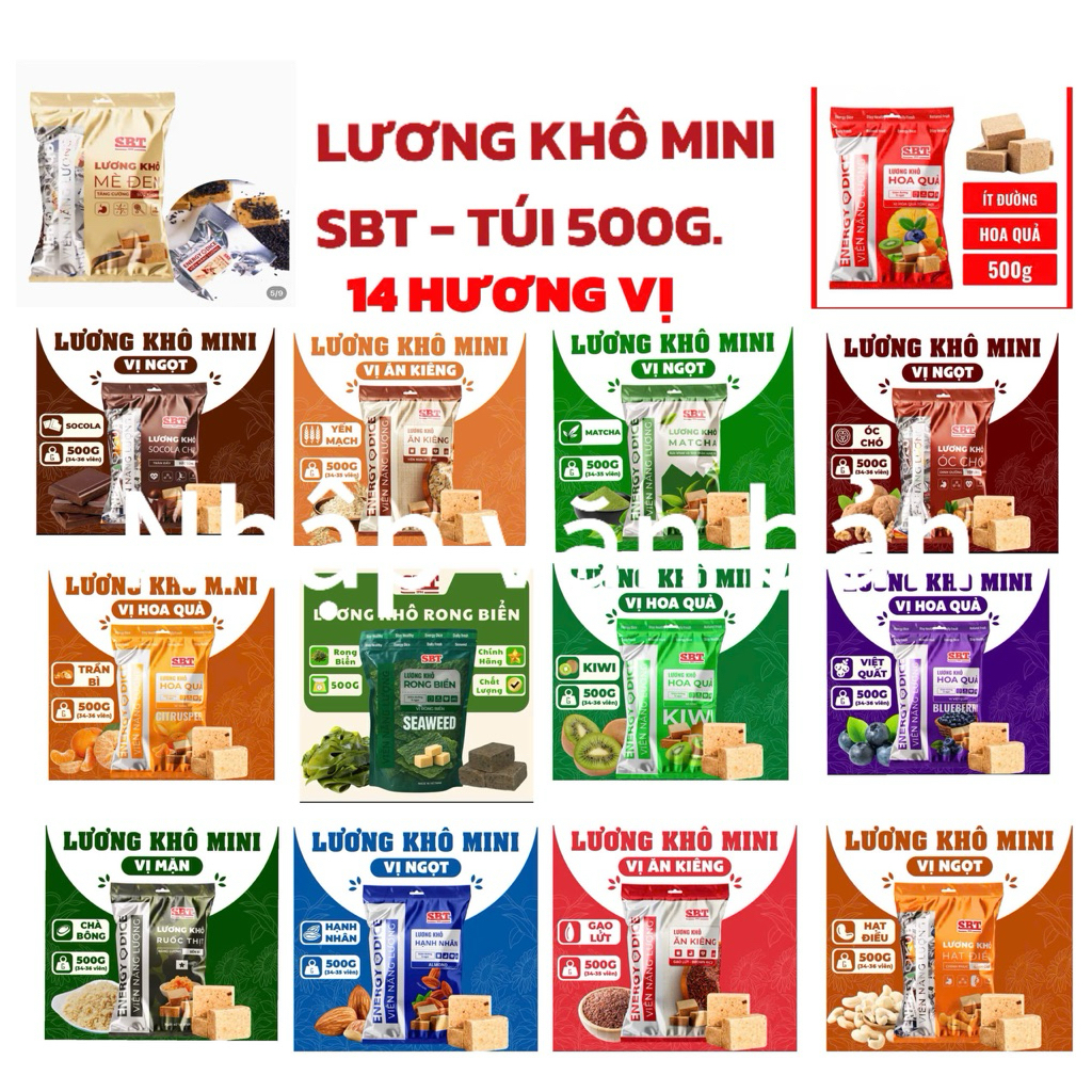 LƯƠNG KHÔ MINI SBT.TÚI 500G.CÓ 14 HƯƠNG VỊ .SẢN XUẤT TẠI VIỆT NAM .