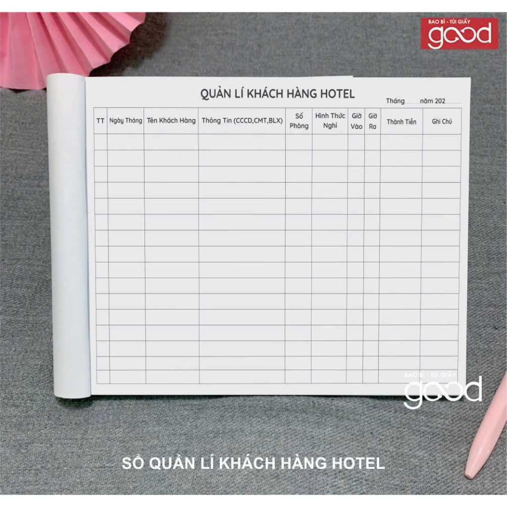 Set 2 quyển sổ quản lý khách hàng hotel A4 giấy dày đẹp xưởng in trực tiếp thiết kế miễn phí hỗ trợ 