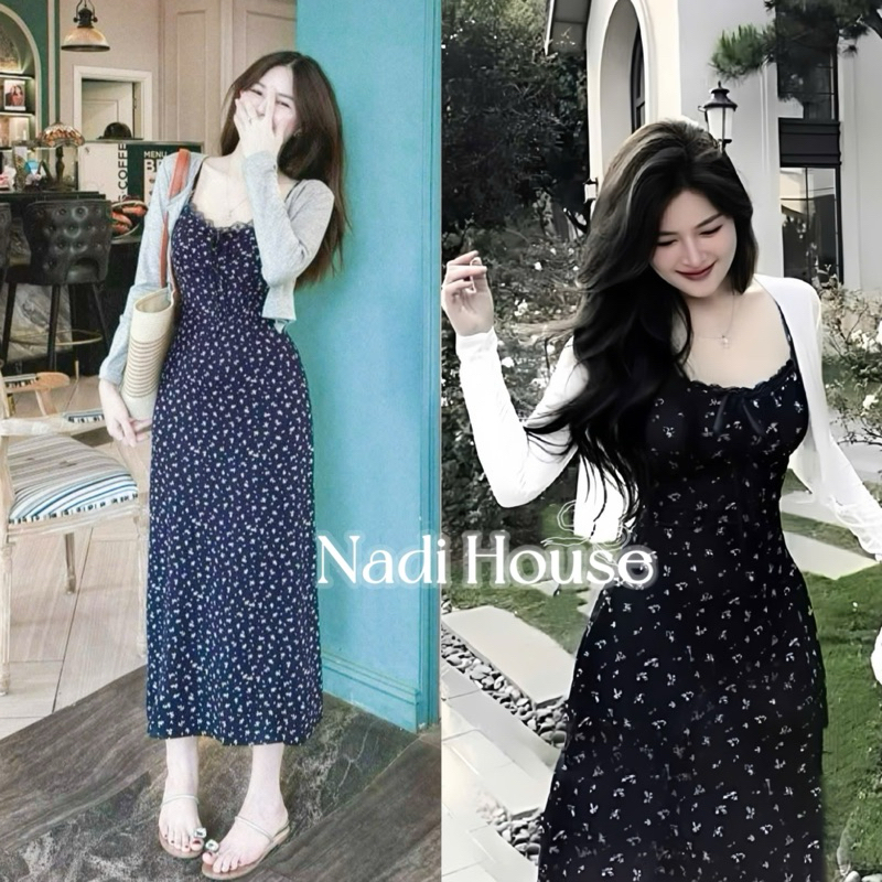  S15   DÁNG DÀI  SET VÁY HOA NHÍ PHỐI REN CỔ KÈM KHOÁC LỬNG,CHẤT TĂM GÂN   3 kèm ảnh thật  
