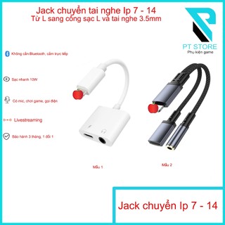  Jack Chuyển Đổi Cao Cấp Đầy Đủ Tính Năng Cho Ip 7 -14  - Chuyển Từ cổng L sang cổng L và cổng tai nghe 3.5m 