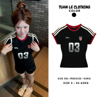 Áo Thun Baby Tee Nữ Basic Ôm Body Phối Viền Kẻ Sọc Tay Ngắn In Hình Chất Liệu Cotton Màu Đen