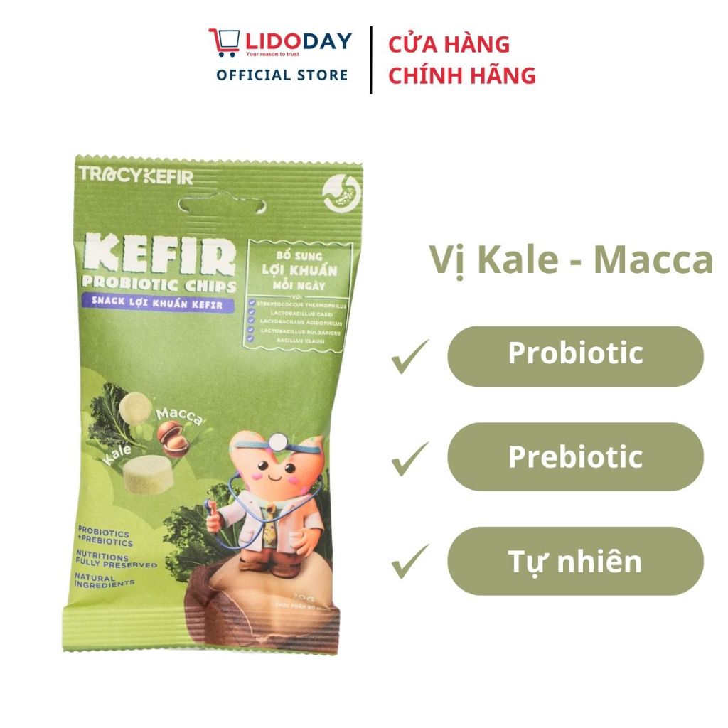 Gói snack lợi khuẩn kefir vị kale macca - Bổ sung lợi khuẩn, hỗ trợ đường ruột, hấp thu dinh dưỡng