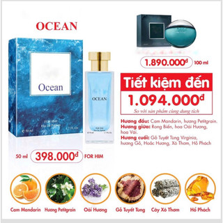   Giống mùi aqua Nước hoa nam Ocean 50ml.ngọt mát,sang trọng,mạnh mẽ nam tính 