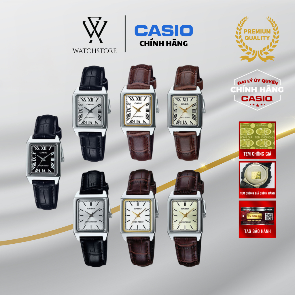 Đồng Hồ Casio Nữ Series LTP-V007 Sang Trọng Thanh Lịch Mặt Kính Khoáng 22mm Dây Da Kháng Nước Chính Hãng