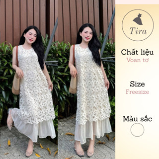 Váy bầu công sở TIRA MAMA M20 Váy bầu đuôi cá dáng dài chất voan tơ sát nách Váy đi tiệc 2 lớp xinh