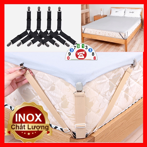 Bộ Dây Kẹp Cố Định Chăn Ga Giường, Phụ Kiện Giường Ngủ Chăn Gối Drap Đệm