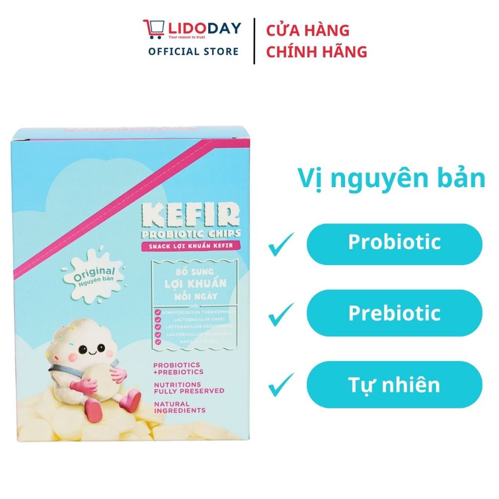 Hộp snack lợi khuẩn kefir vị nguyên bản (5 gói) - Bổ sung lợi khuẩn, hỗ trợ đường ruột, hấp thu dinh