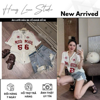 ÁO LEN LƯỚI MÀU BE CỔ KHOÁ SỐ 56