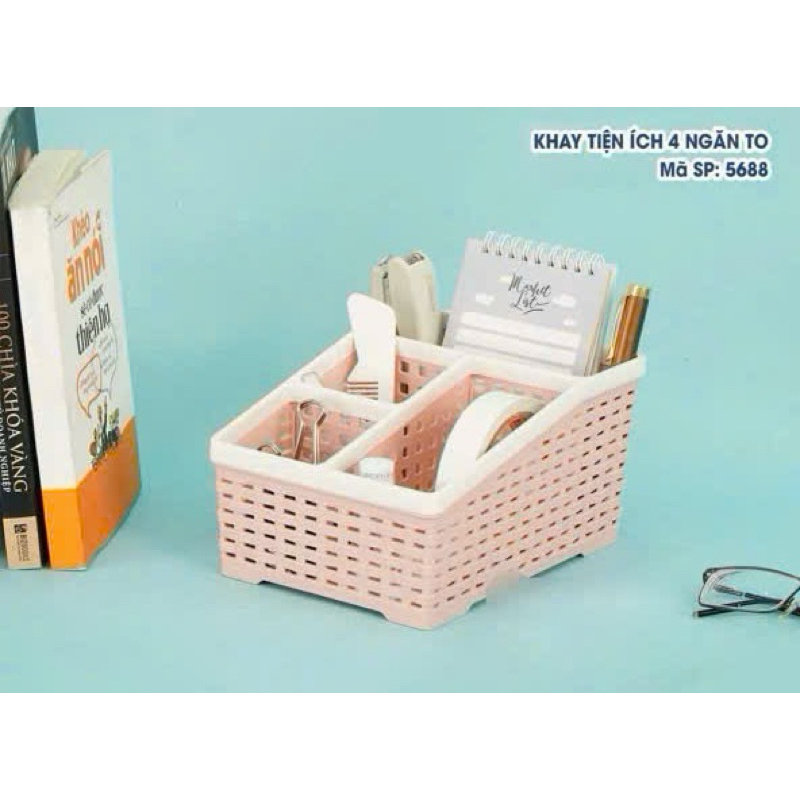 Khay tiện ích 4 ngăn To,bé hàng VIỆT NHẬT, khay đế đồ tiện ích dễ sử đụng nhựa dẻo khosivietnhat