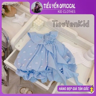 Quần áo bé gái,Quần áo hè bé gái đi học đi chơi dáng bí cổ yếm đính hoa S1967 8-25kg |  Tiểu Yến KID