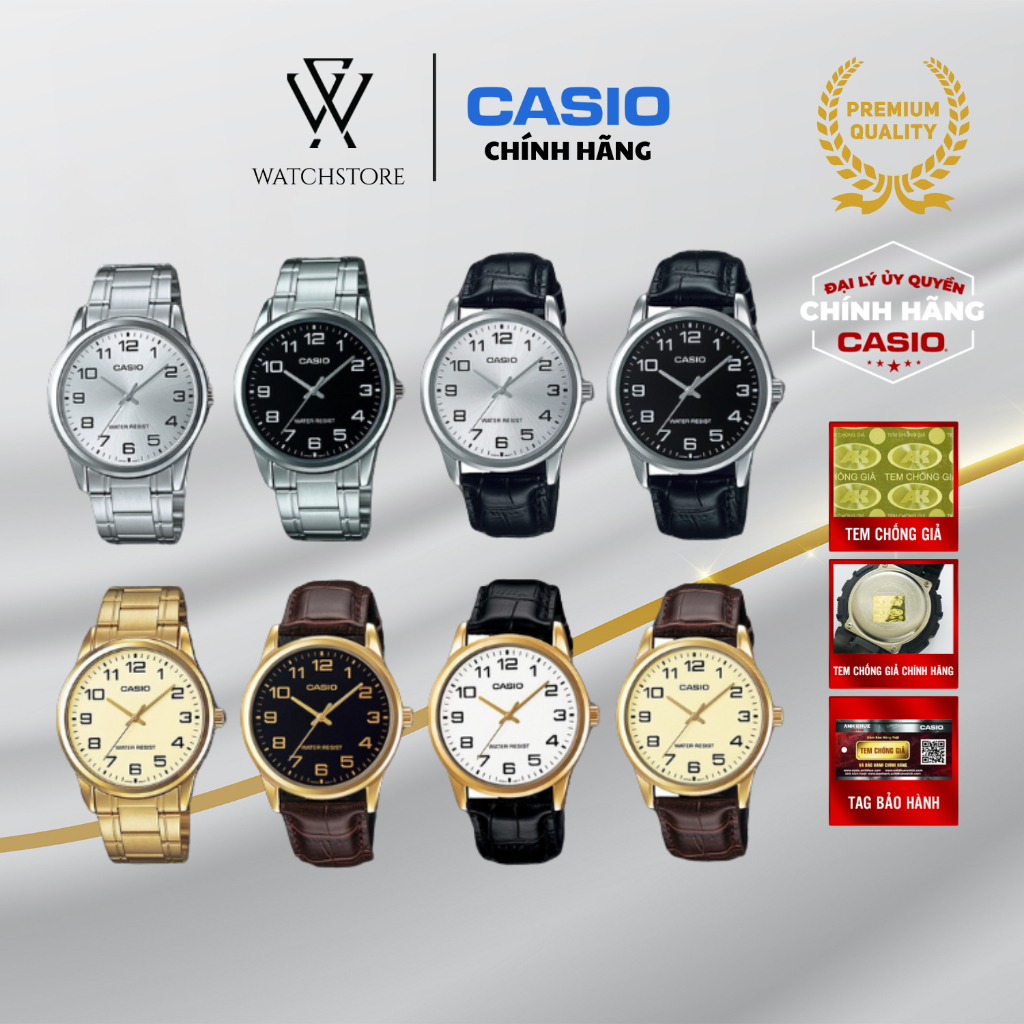 Đồng Hồ Nam Casio MTP-V001 Dây Da Kim Loại Mặt Kính Khoáng 38mm Kháng Nước