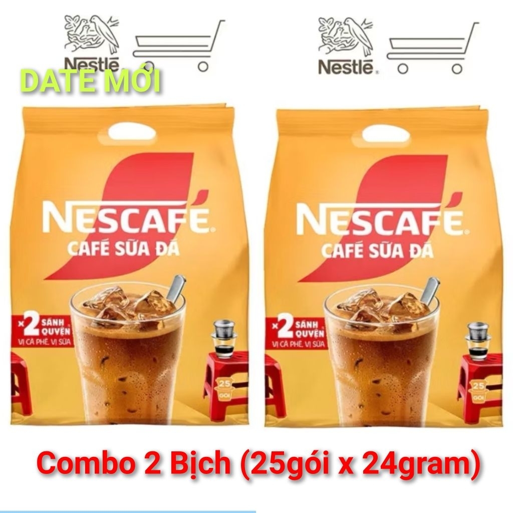Com 2 Bịch Nescafe Sữa Đá Cao Cấp (25gói x 24gr) DATE MỚI