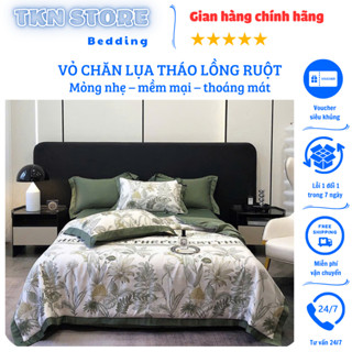 Vỏ chăn lụa thái có khoá kéo lồng được ruột, Vỏ chăn mền lụa thái chất vải mềm mịn thoáng mát cho mùa hè kt 2mx2m2