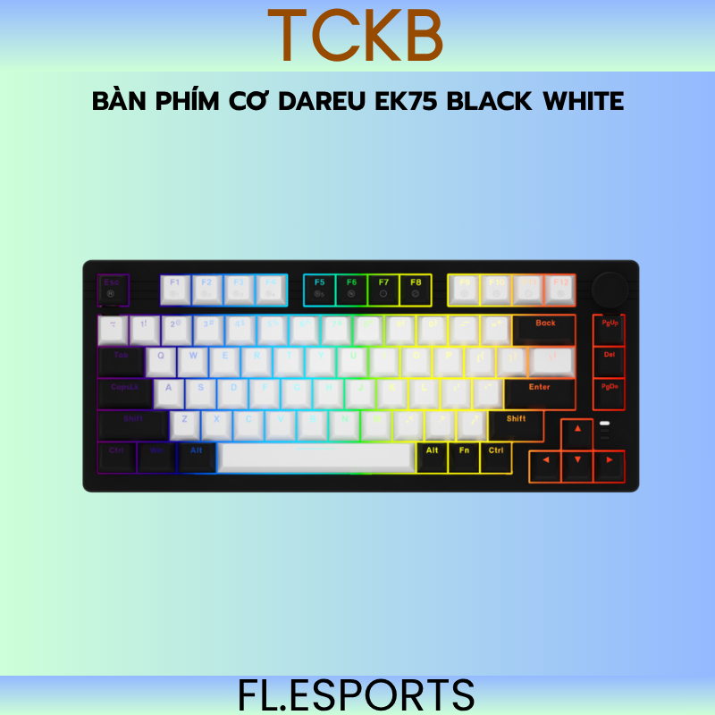 Bàn phím cơ DAREU EK75 Black White - 2 sides RGB strip - DareU DREAM switch