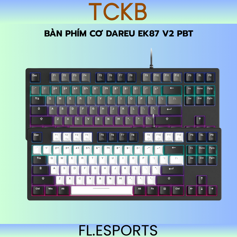 Bàn phím cơ DareU EK87 v2 PBT (Multi-Led/ 2 sides RGB strip/ PBT Double Shot/ OEM profile)