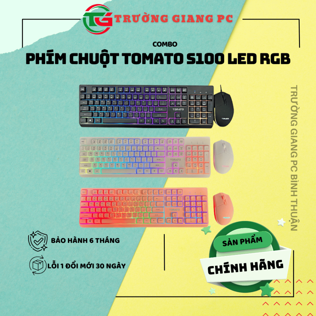 Combo Bàn Phím Chuột Giả Cơ Tomato S100 LED RGB - NEW bảo hành 6 tháng