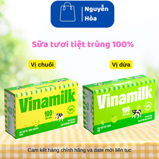 Thùng 48 hộp Sữa tươi tiệt trùng Vinamilk 100% vị Dừa/Chuối 180ml – Date mới liên tục – Hàng chính hãng