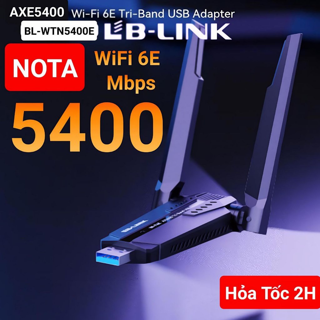 [Hỏa Tốc] USB WiFi 5G công suất 5400Mbps WiFi 6 nâng cấp WiFi 6E anten đôi 2 râu thu sóng wifi tốt LB Link LbLink