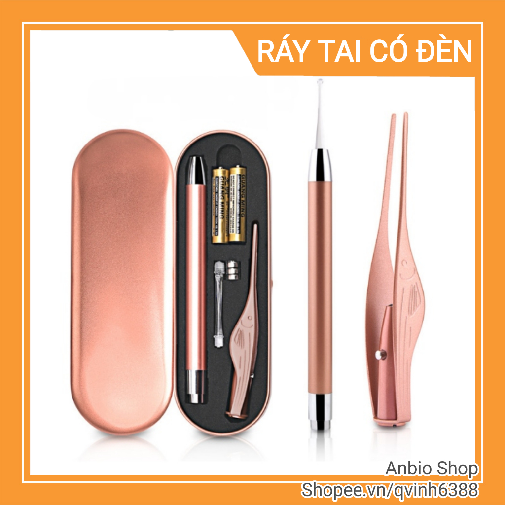 Bộ lấy ráy tai có đèn, nhíp gắp ráy và cây lấy ráy tai an toàn cho bé