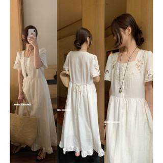 PETBYCHANG - Váy babydoll dáng dài thêu hoa vintage I Miss – tay bồng, cổ vuông, form rộng che dáng