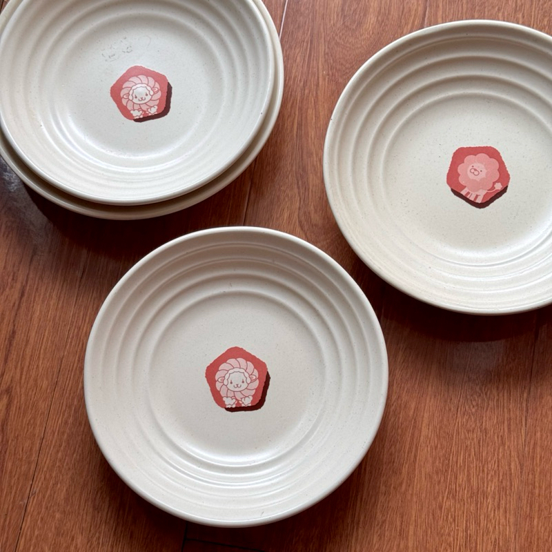 Đĩa gốm vuốt tay Mister Donut vintage retro gốm sứ Nhật Âu dễ thương men mịn
