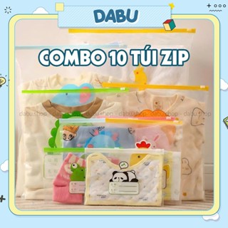 Combo 10 túi zip khóa trong suốt đựng quần áo DABU hình dễ thương túi du lịch bảo quản quần áo