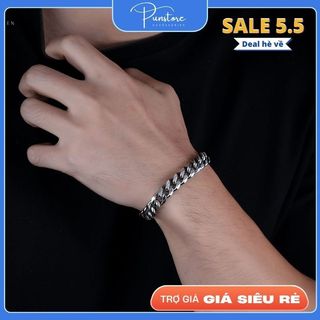  Vòng tay nam nữ Đính Đá thời trang unisex màu bạc Punstore Titan không gỉ - Vòng Tay Cuban đá 