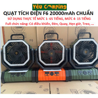 Quạt tích điện dã ngoại F6 F8 pin 20000 mah dùng 65 tiếng test thực tế Quạt có đèn nhiều chức năng