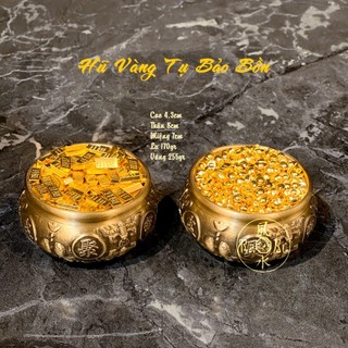  Hũ Vàng Tụ Bảo Bồn + Thỏi Vàng - Vật Phẩm Đồng Phong Thủy 