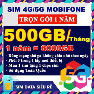   Mua 1 tặng 1  SIM DATA 500GB THÁNG DUNG LƯỢNG TỐC ĐỘ CAO TRỌN GÓI 1 NĂM MDT150 U1500 SIM 4G MOBIFONE MDT350 12FD50 