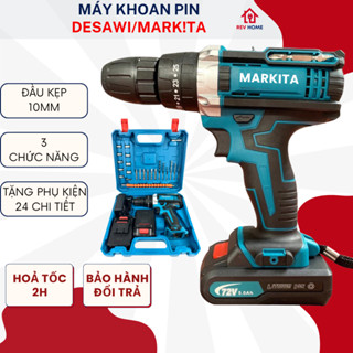 Máy Khoan PIN DESAWI/ MARKITA 72v Khoan Tường, Bắt Vít, Bắn tôn kèm Phụ Kiện 24 Món