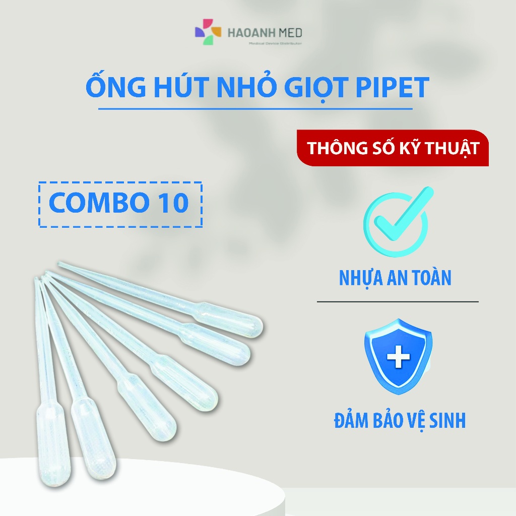 [COMBO 10] Ống Hút Nhỏ Giọt Pipet 3ml, 5ml Nhỏ Thuốc, Bón Sữa, Thí Nghiệm, Làm Mỹ Phẩm - TBYT Hào Anh