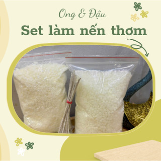  Combo set làm nến thơm gồm 0.5kg sáp ong 0.5kg sáp nành 10 bấc vân loại tốt 