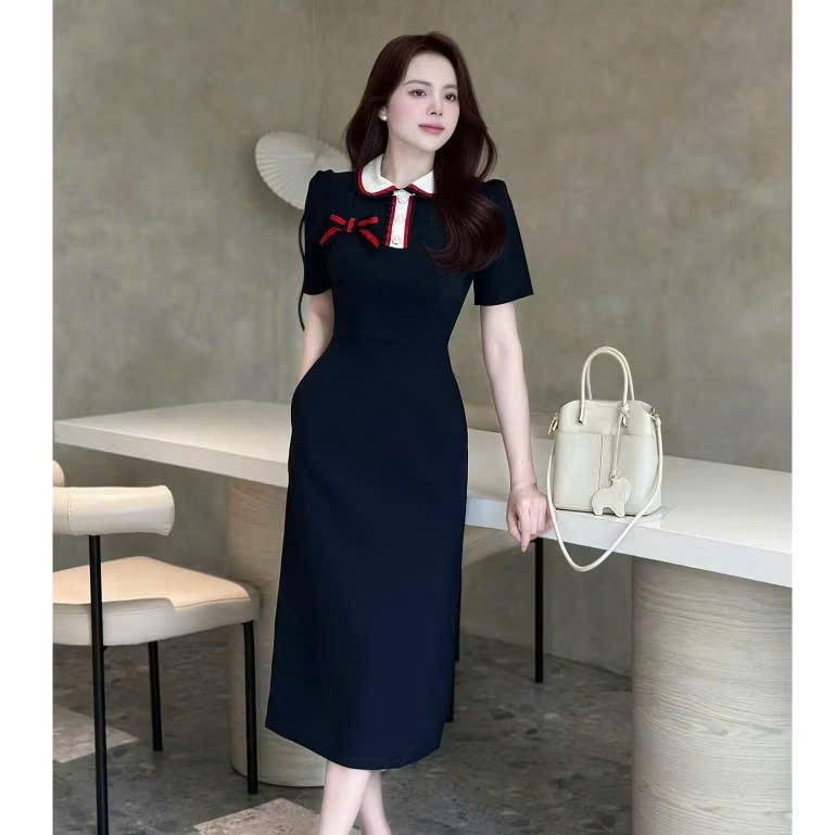 A124- Váy nữ thanh lịch công sở đi làm đi tiệc đình nơ thiết kế cao cấp Mijustore