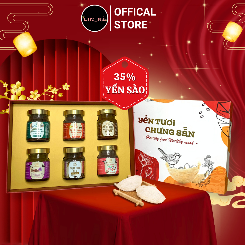 [Tặng Hộp Coffee Eherbal] Hộp Quà Yến Sào Khánh Hòa 6 Hũ - Lin Nè Shop