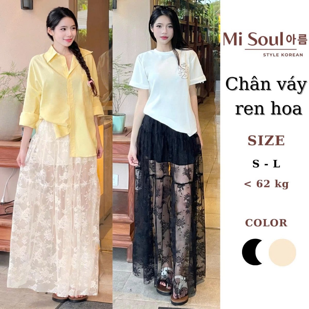 Chân Váy Ren Hoa Nữ Dáng Dài Maxi MiSoul Cạp Chun Có Lớp Lót Trong Mềm Mại BigSize, Váy Họa Tiết Ren 437