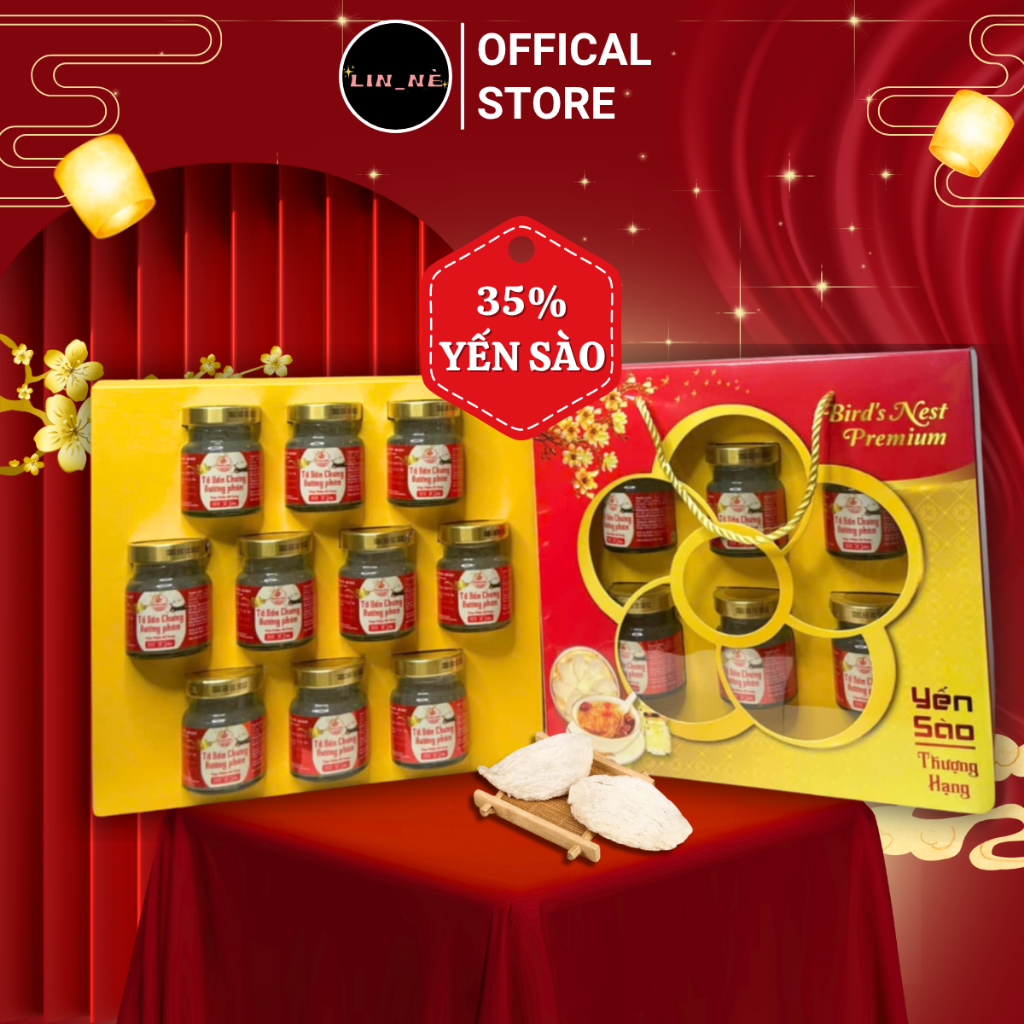 [Tặng Hộp Coffee Eherbal] Hộp Quà Yến Sào Khánh Hòa 10 Hũ - Lin Nè Shop