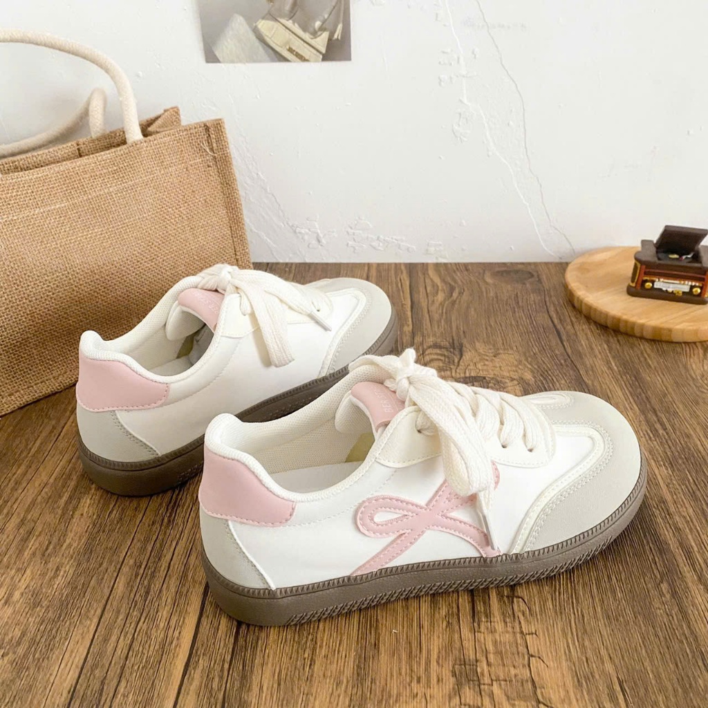 Giày Seaker Họa Tiết Nơ Đế Cao