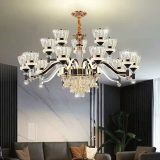 Đèn chùm phát quang LED VIET ánh sáng ba chế độ màu, Đèn chùm tân cổ điển cho biệt thự phòng khách