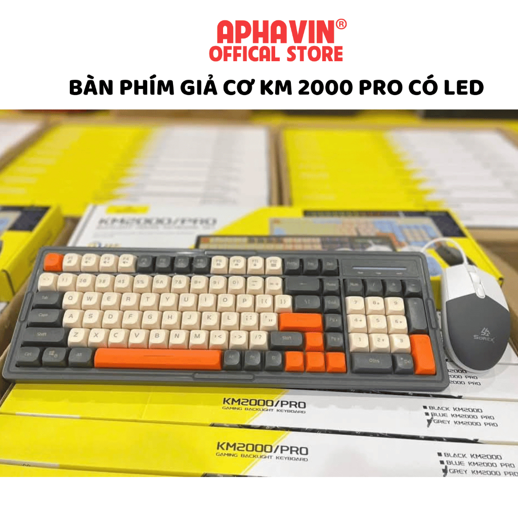 Bộ Bàn Phím Chuột Giả Cơ KM2000, KM3000 PRO Chính Hãng, Có LED RGB Gaming, Cho Máy Tính Văn Phòng, L